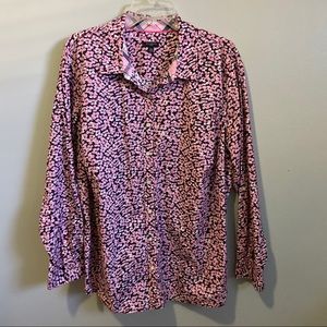 Talbots pink posy print collared shirt Sz 20W